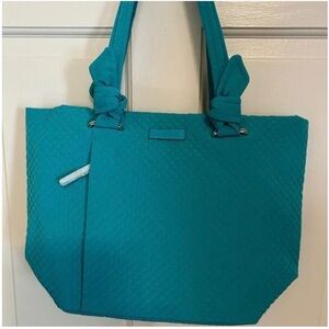 Vera Bradley Teal Quilted Tote with Knotted Shoulder Straps